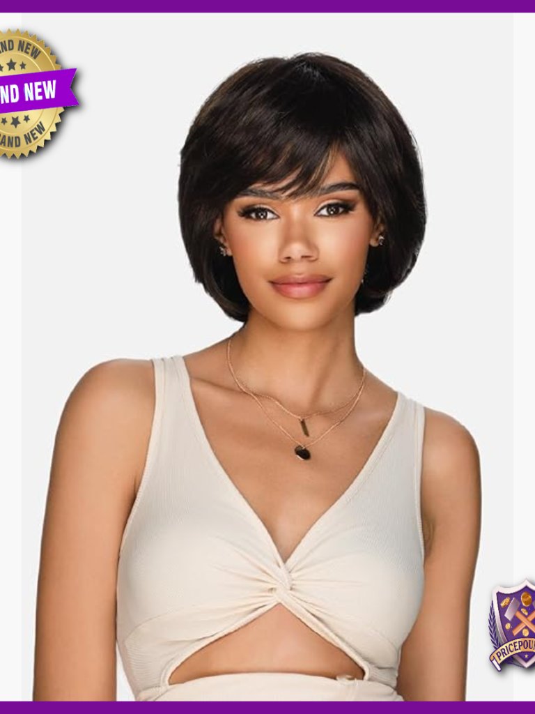 10" Layered Feathered Bob Wig Supreme Human Hair Blend Handmade